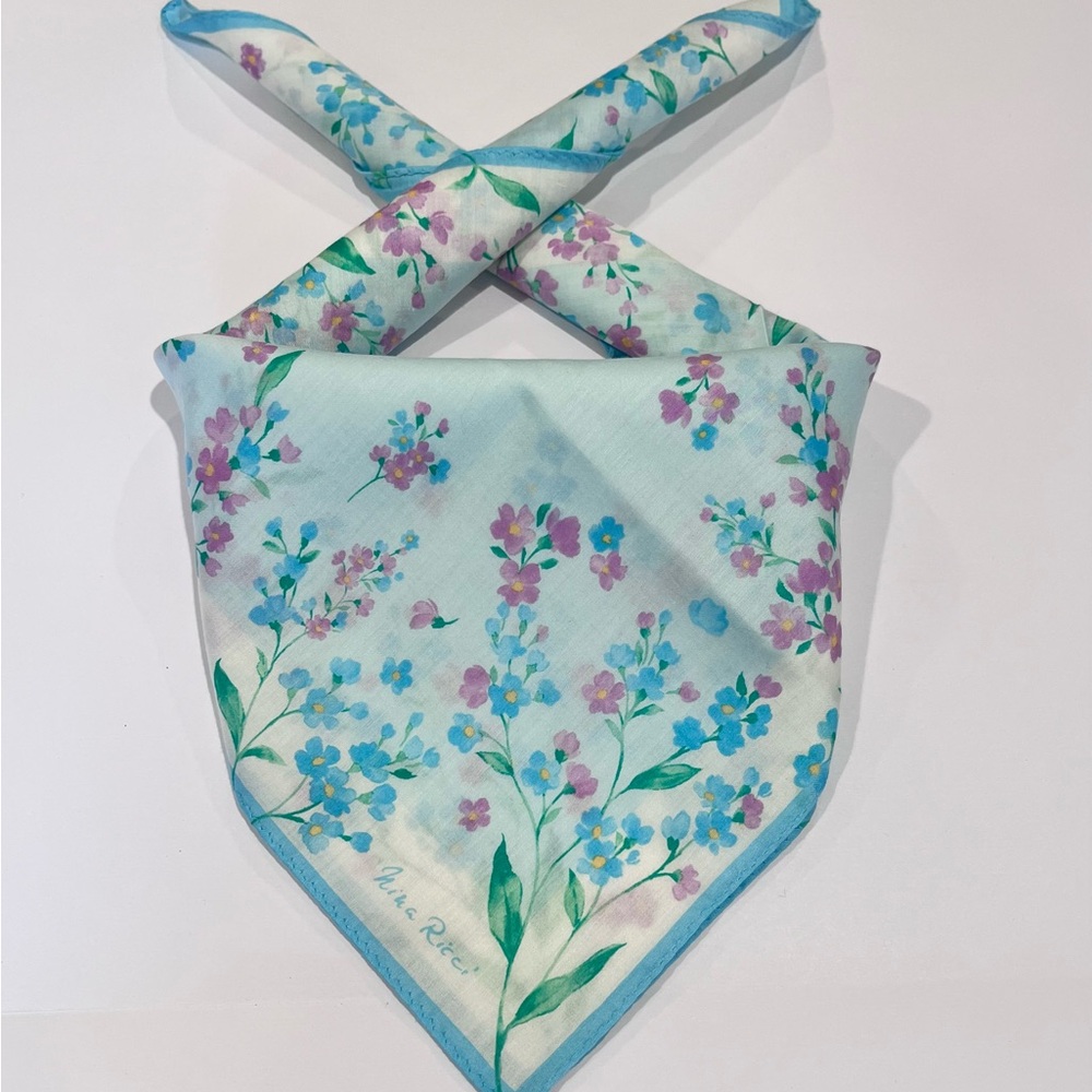 Vintage Handkerchief Nina Mini Scarf Bannada Art Floral Cotton Pocket Square 22”